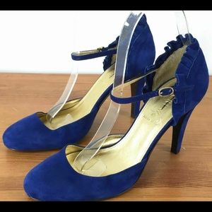 J Crew 6.5 Royal Cobalt blue Strap heels